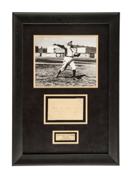 Cy Young Signed and Framed Government Postcard Display   